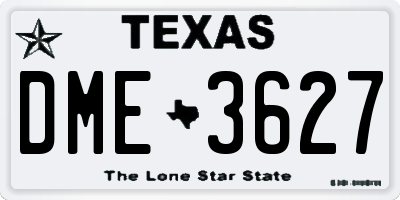 TX license plate DME3627