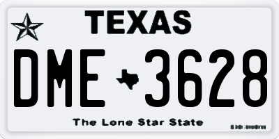 TX license plate DME3628