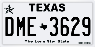 TX license plate DME3629
