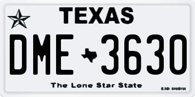 TX license plate DME3630