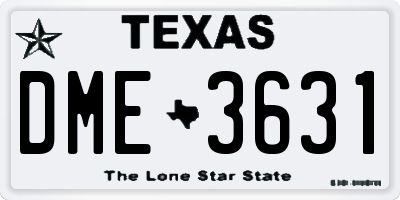 TX license plate DME3631