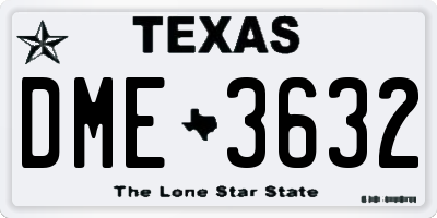 TX license plate DME3632