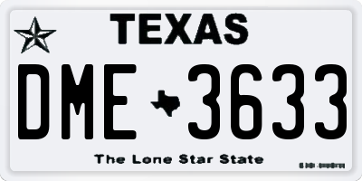 TX license plate DME3633
