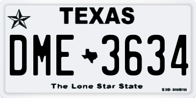 TX license plate DME3634