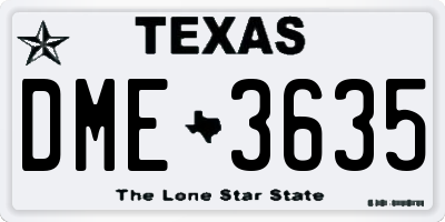 TX license plate DME3635
