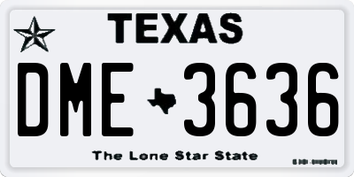 TX license plate DME3636