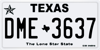 TX license plate DME3637