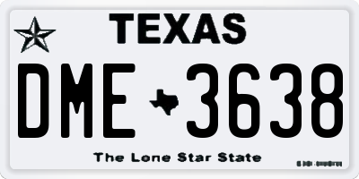 TX license plate DME3638