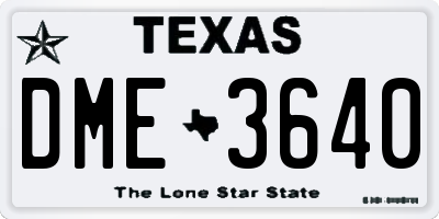 TX license plate DME3640