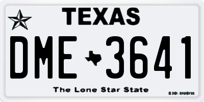TX license plate DME3641