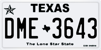 TX license plate DME3643
