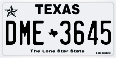 TX license plate DME3645