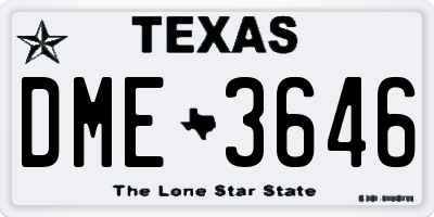 TX license plate DME3646