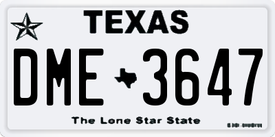 TX license plate DME3647