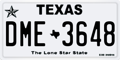 TX license plate DME3648