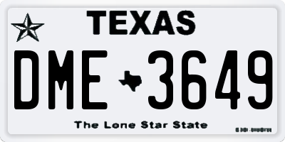 TX license plate DME3649