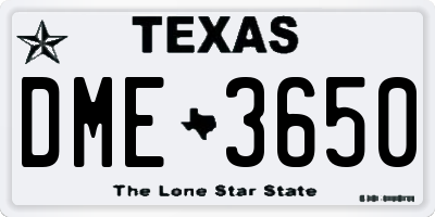 TX license plate DME3650