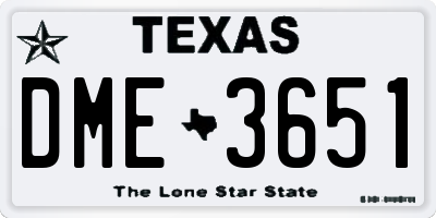 TX license plate DME3651