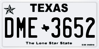 TX license plate DME3652
