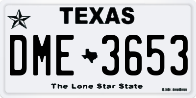TX license plate DME3653