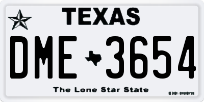 TX license plate DME3654