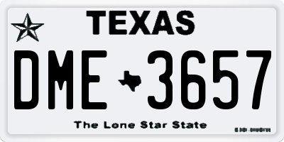 TX license plate DME3657