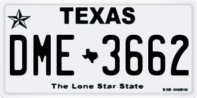 TX license plate DME3662