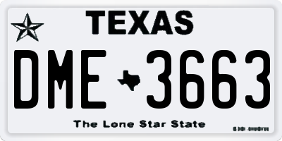 TX license plate DME3663