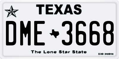TX license plate DME3668