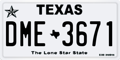 TX license plate DME3671