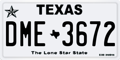 TX license plate DME3672
