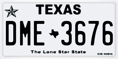 TX license plate DME3676