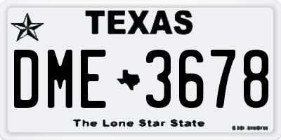 TX license plate DME3678
