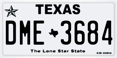 TX license plate DME3684