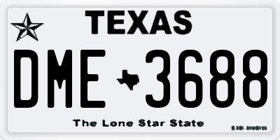 TX license plate DME3688
