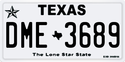 TX license plate DME3689