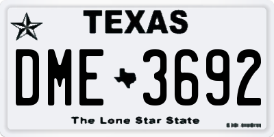 TX license plate DME3692
