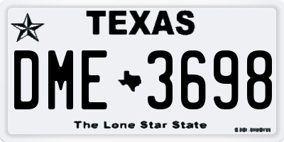 TX license plate DME3698