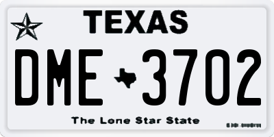 TX license plate DME3702