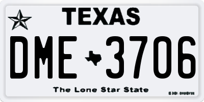 TX license plate DME3706