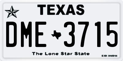 TX license plate DME3715