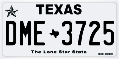 TX license plate DME3725