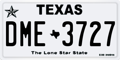 TX license plate DME3727