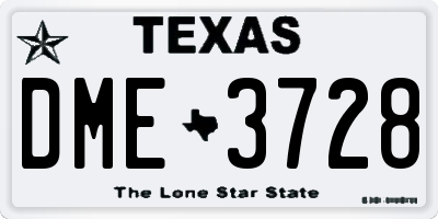 TX license plate DME3728