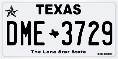 TX license plate DME3729