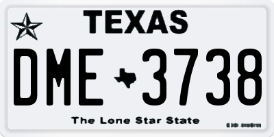 TX license plate DME3738