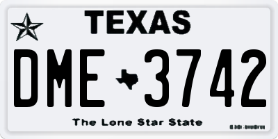 TX license plate DME3742