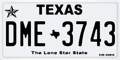 TX license plate DME3743
