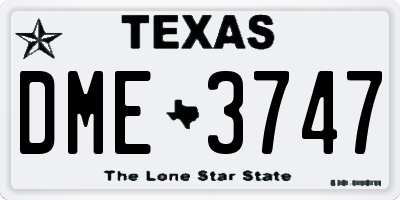TX license plate DME3747