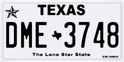 TX license plate DME3748